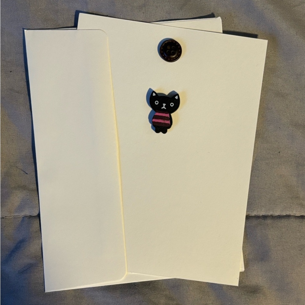 Cute Cat Button Blank Greeting Card